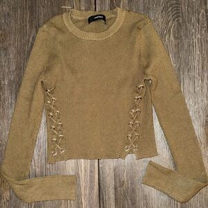 Forever 21 Green Lace-Up Sweater